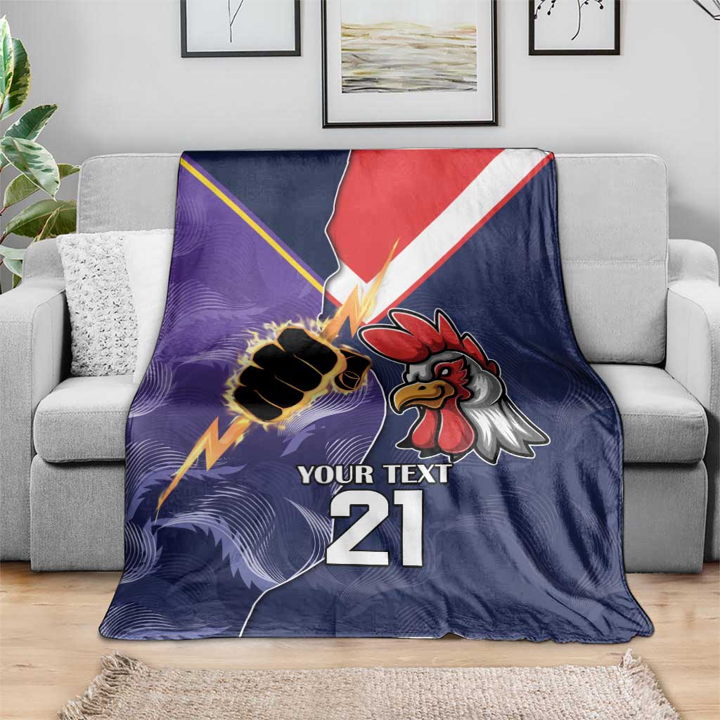 NRL Storm-Rooster Mascot Custom Blanket Cracked Metal Style