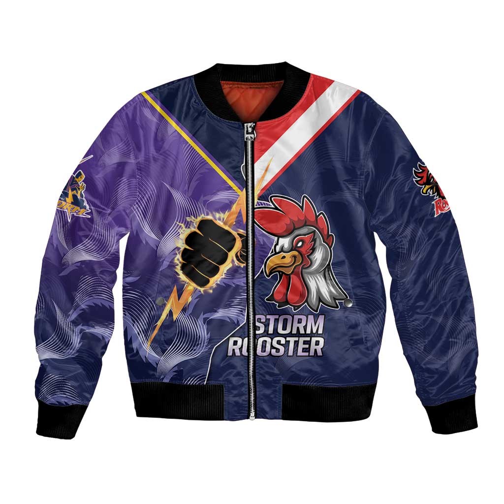 NRL Storm-Rooster Mascot Custom Bomber Jacket Cracked Metal Style