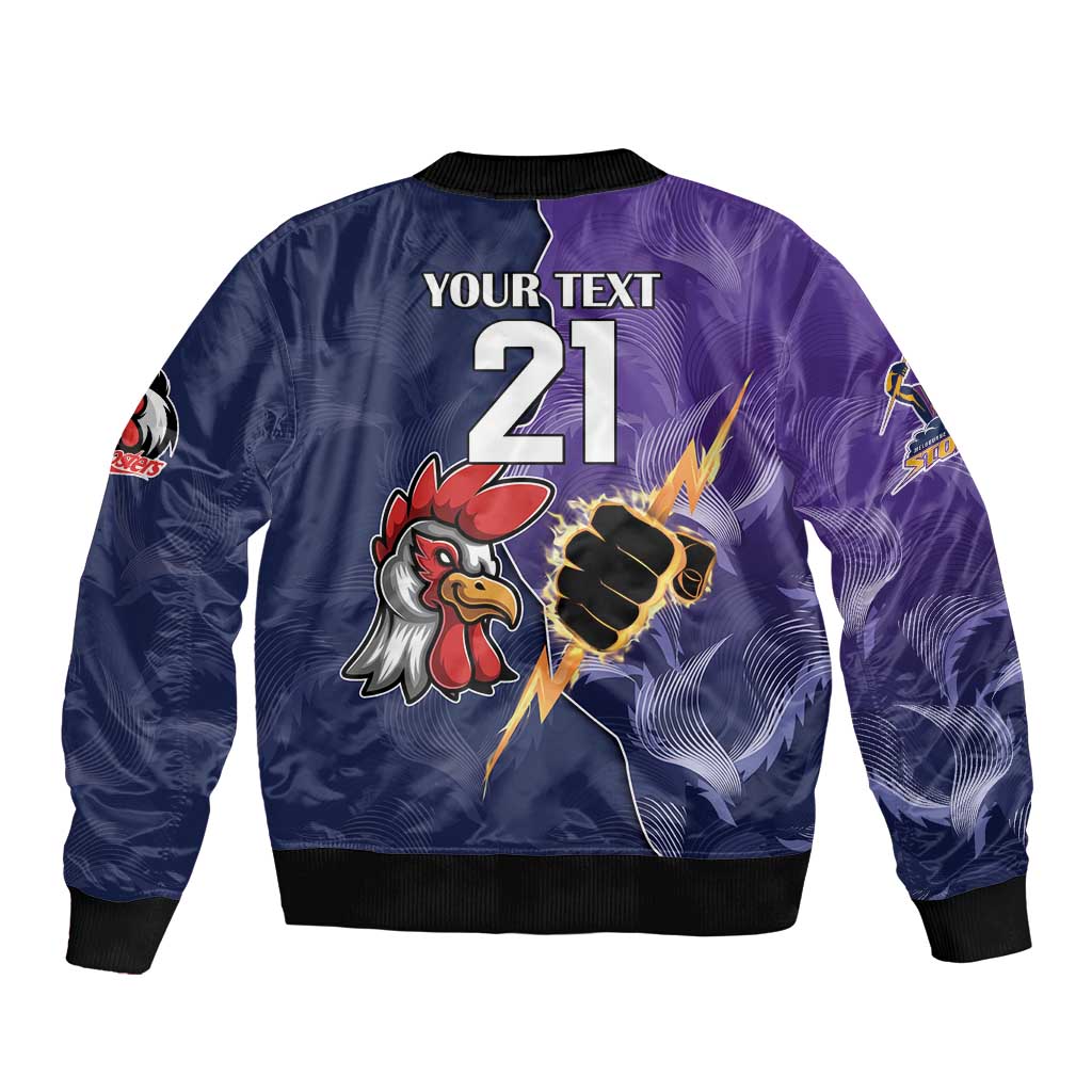 NRL Storm-Rooster Mascot Custom Bomber Jacket Cracked Metal Style