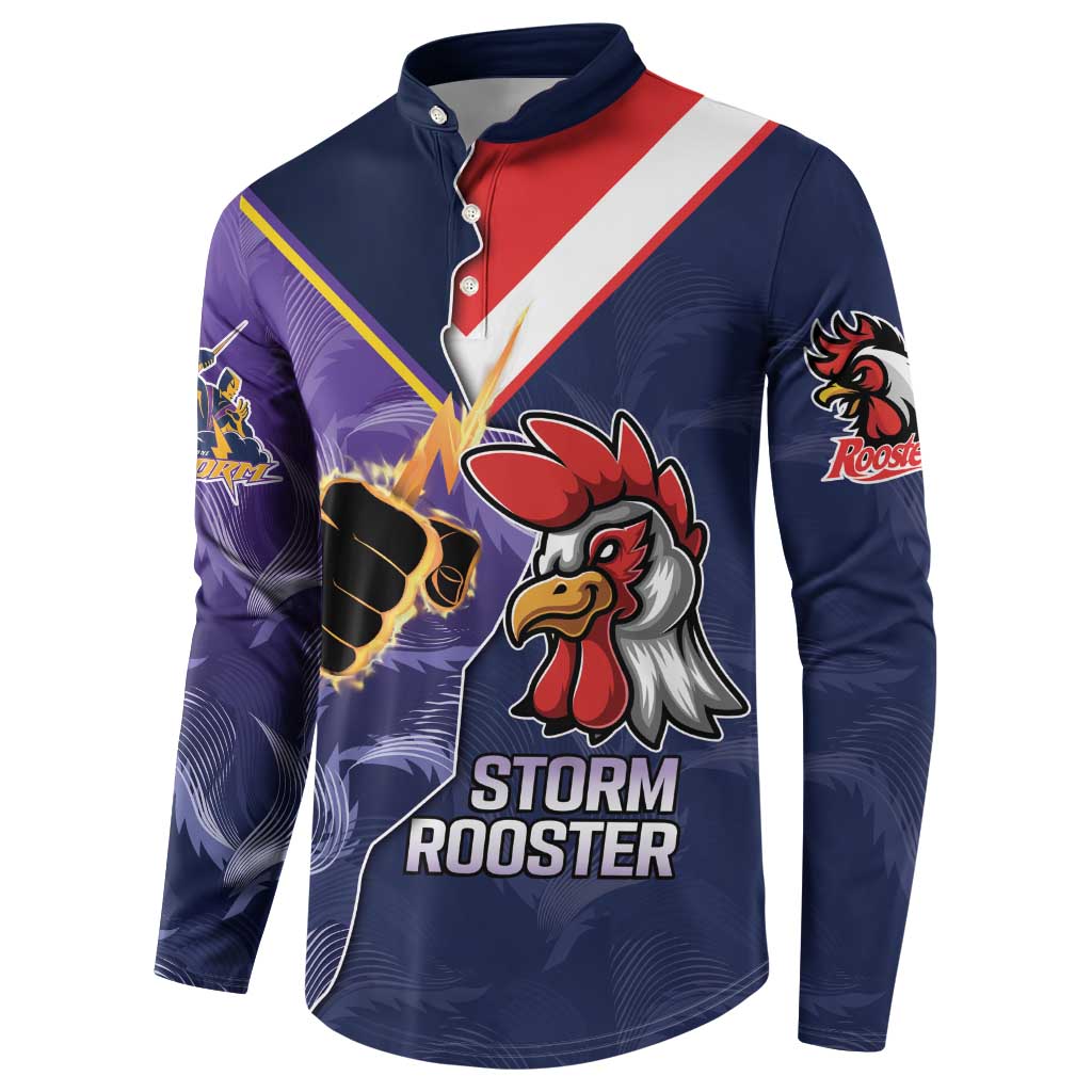 NRL Storm-Rooster Mascot Custom Button Sweatshirt Cracked Metal Style