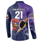 NRL Storm-Rooster Mascot Custom Button Sweatshirt Cracked Metal Style