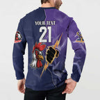 NRL Storm-Rooster Mascot Custom Button Sweatshirt Cracked Metal Style