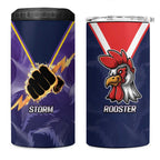 NRL Storm-Rooster Mascot Custom 4 in 1 Can Cooler Tumbler Cracked Metal Style