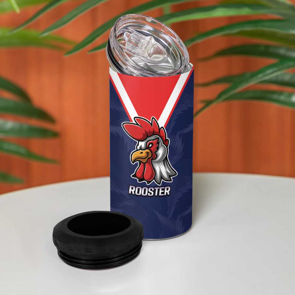 NRL Storm-Rooster Mascot Custom 4 in 1 Can Cooler Tumbler Cracked Metal Style