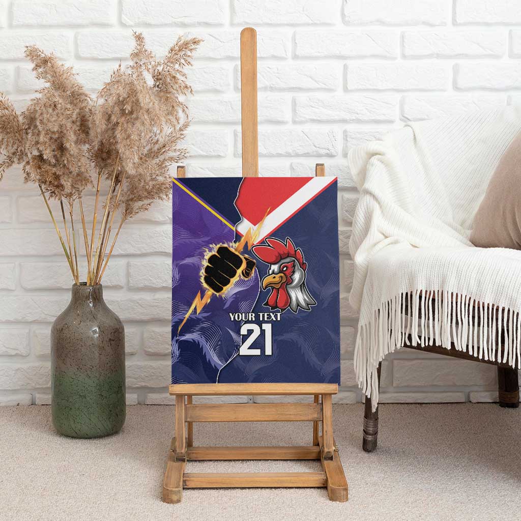 NRL Storm-Rooster Mascot Custom Canvas Wall Art Cracked Metal Style