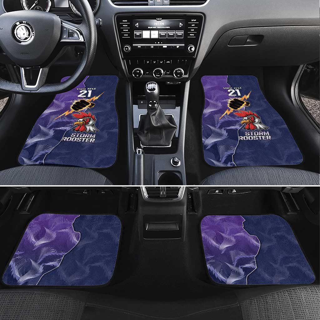 NRL Storm-Rooster Mascot Custom Car Mats Cracked Metal Style