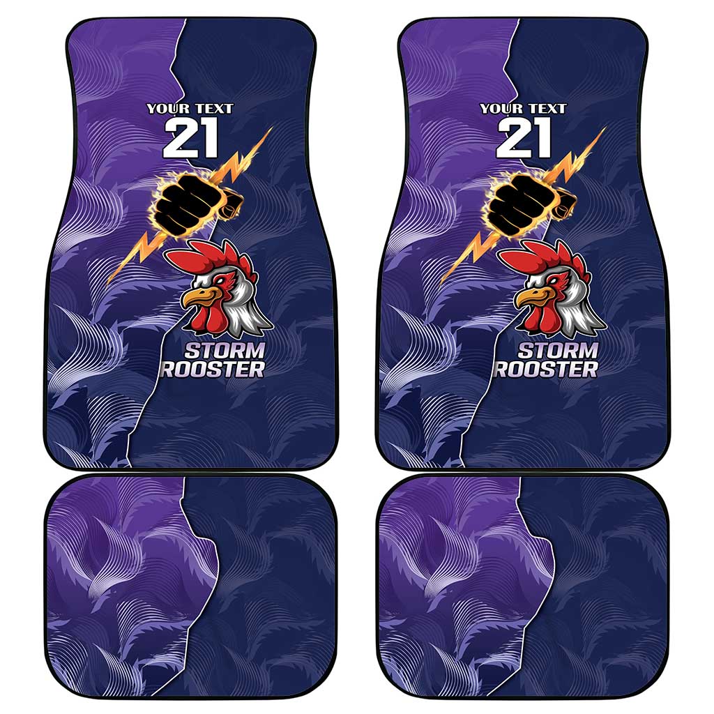 NRL Storm-Rooster Mascot Custom Car Mats Cracked Metal Style