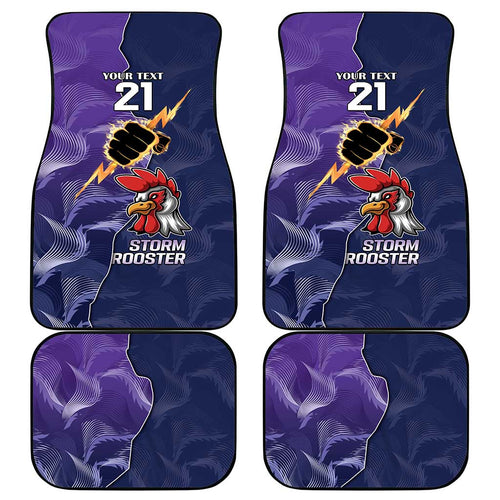 NRL Storm-Rooster Mascot Custom Car Mats Cracked Metal Style
