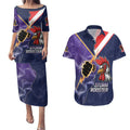 NRL Storm-Rooster Mascot Custom Couples Matching Puletasi and Hawaiian Shirt Cracked Metal Style
