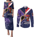 NRL Storm-Rooster Mascot Custom Couples Matching Puletasi and Long Sleeve Button Shirt Cracked Metal Style