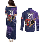 NRL Storm-Rooster Mascot Custom Couples Matching Puletasi and Long Sleeve Button Shirt Cracked Metal Style