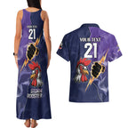 NRL Storm-Rooster Mascot Custom Couples Matching Tank Maxi Dress and Hawaiian Shirt Cracked Metal Style