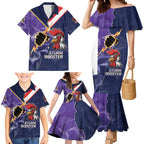 NRL Storm-Rooster Mascot Custom Family Matching Mermaid Dress and Hawaiian Shirt Cracked Metal Style
