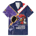 NRL Storm-Rooster Mascot Custom Family Matching Mermaid Dress and Hawaiian Shirt Cracked Metal Style