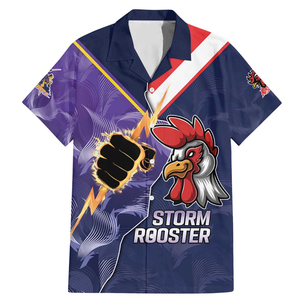 NRL Storm-Rooster Mascot Custom Family Matching Mermaid Dress and Hawaiian Shirt Cracked Metal Style
