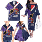 NRL Storm-Rooster Mascot Custom Family Matching Off The Shoulder Long Sleeve Dress and Hawaiian Shirt Cracked Metal Style