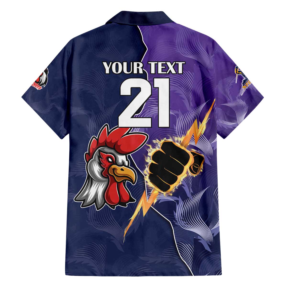 NRL Storm-Rooster Mascot Custom Family Matching Off The Shoulder Long Sleeve Dress and Hawaiian Shirt Cracked Metal Style