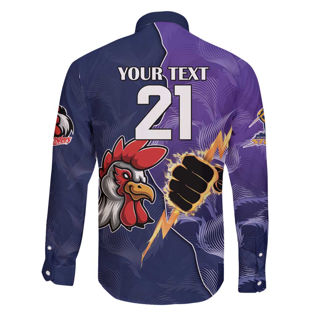 NRL Storm-Rooster Mascot Custom Family Matching Off Shoulder Maxi Dress and Hawaiian Shirt Cracked Metal Style