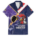 NRL Storm-Rooster Mascot Custom Family Matching Off Shoulder Short Dress and Hawaiian Shirt Cracked Metal Style