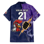 NRL Storm-Rooster Mascot Custom Family Matching Off Shoulder Short Dress and Hawaiian Shirt Cracked Metal Style