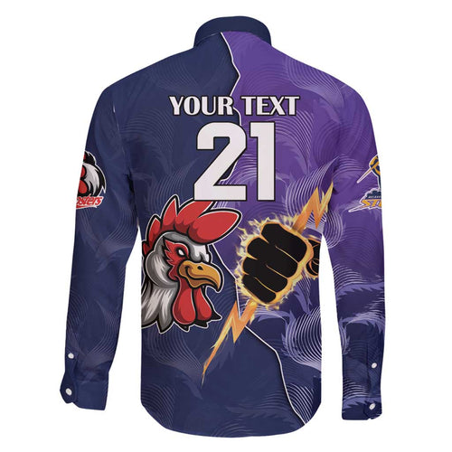 NRL Storm-Rooster Mascot Custom Family Matching Off Shoulder Short Dress and Hawaiian Shirt Cracked Metal Style