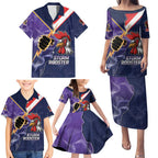NRL Storm-Rooster Mascot Custom Family Matching Puletasi and Hawaiian Shirt Cracked Metal Style