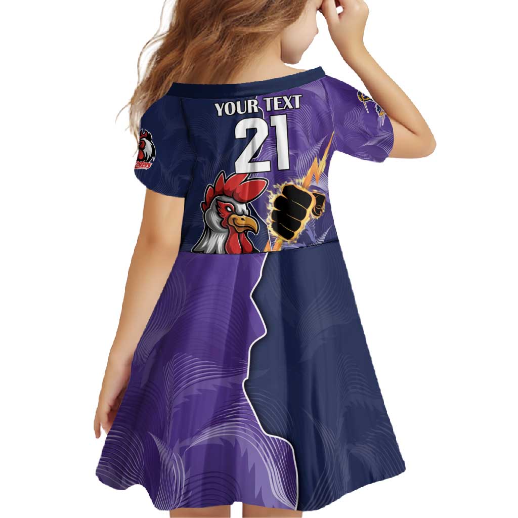 NRL Storm-Rooster Mascot Custom Family Matching Short Sleeve Bodycon Dress and Hawaiian Shirt Cracked Metal Style