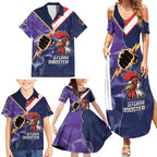 NRL Storm-Rooster Mascot Custom Family Matching Summer Maxi Dress and Hawaiian Shirt Cracked Metal Style