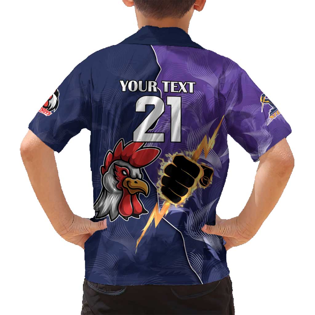 NRL Storm-Rooster Mascot Custom Family Matching Summer Maxi Dress and Hawaiian Shirt Cracked Metal Style