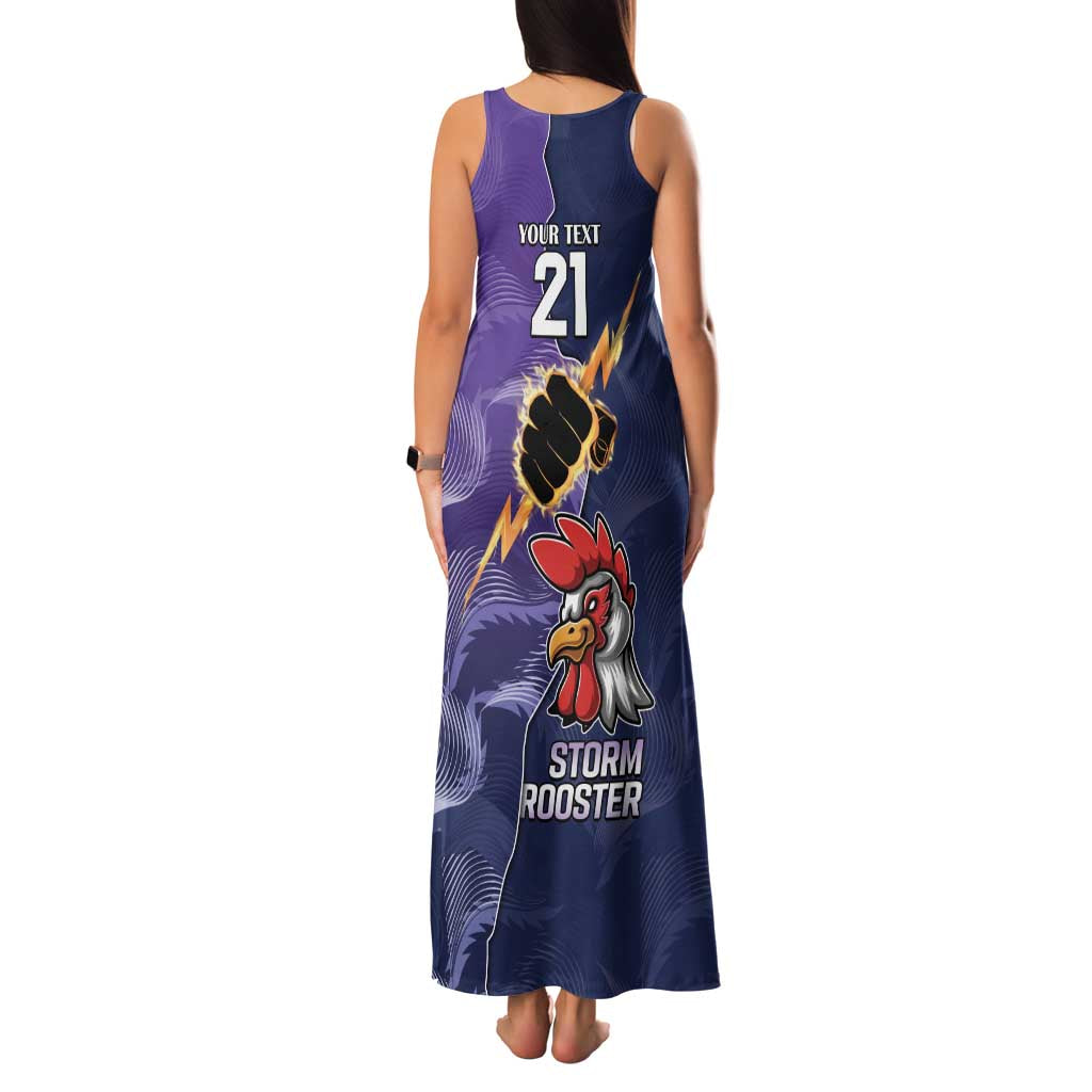 NRL Storm-Rooster Mascot Custom Family Matching Tank Maxi Dress and Hawaiian Shirt Cracked Metal Style