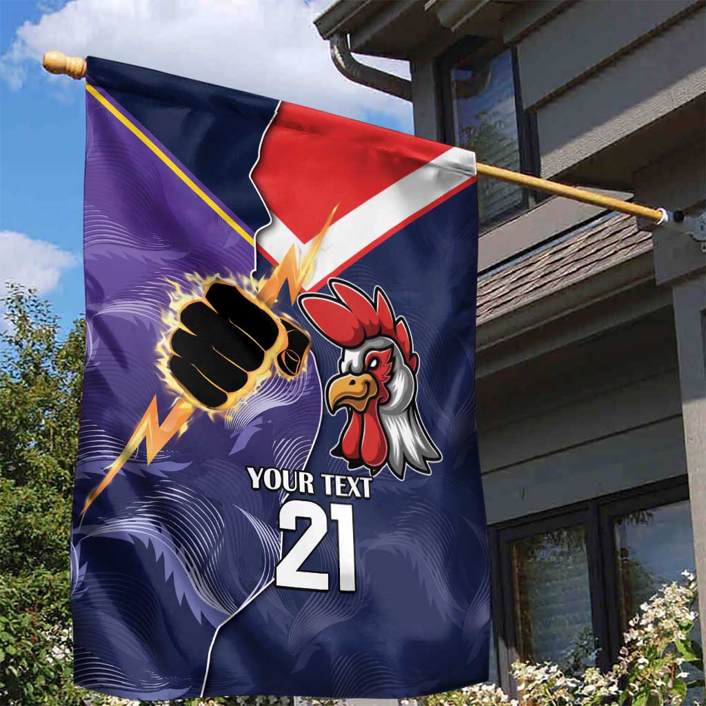 NRL Storm-Rooster Mascot Custom Garden Flag Cracked Metal Style