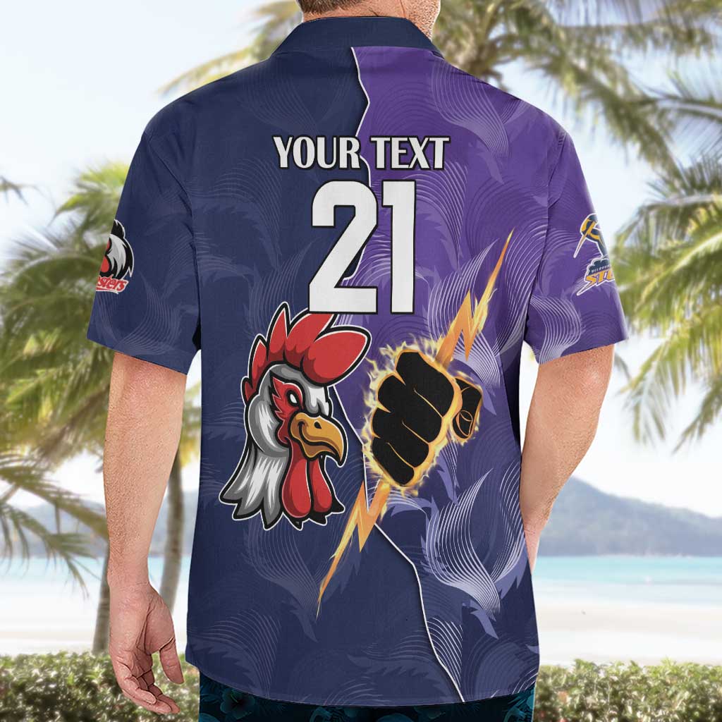 NRL Storm-Rooster Mascot Custom Hawaiian Shirt Cracked Metal Style
