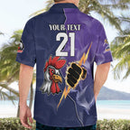 NRL Storm-Rooster Mascot Custom Hawaiian Shirt Cracked Metal Style