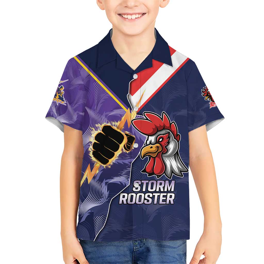 NRL Storm-Rooster Mascot Custom Hawaiian Shirt Cracked Metal Style