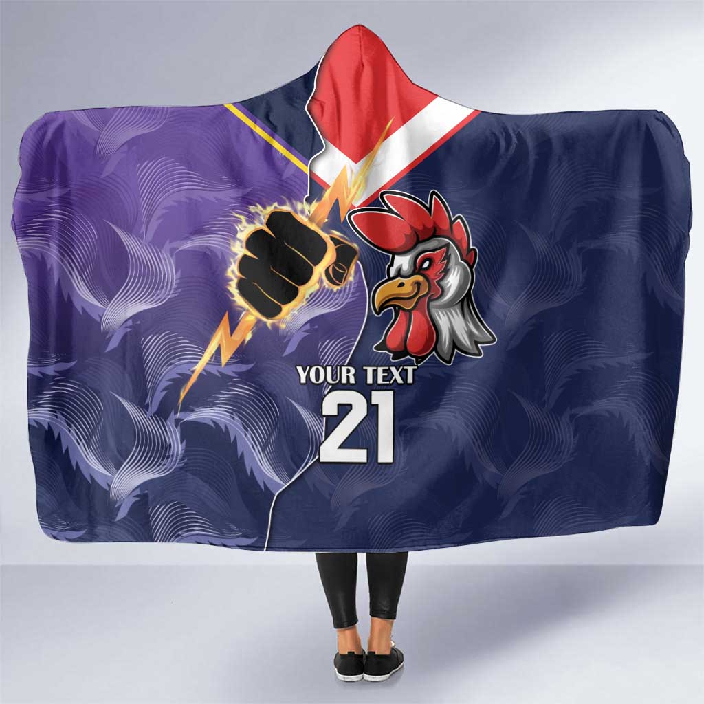 NRL Storm-Rooster Mascot Custom Hooded Blanket Cracked Metal Style