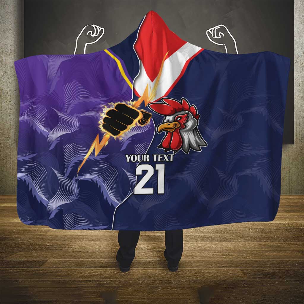NRL Storm-Rooster Mascot Custom Hooded Blanket Cracked Metal Style