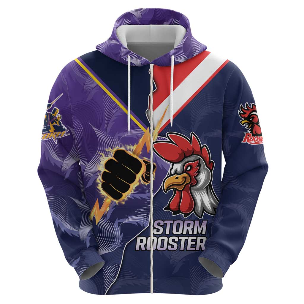 NRL Storm-Rooster Mascot Custom Hoodie Cracked Metal Style