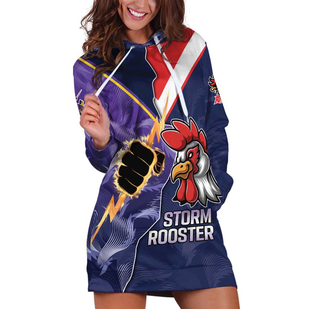 NRL Storm-Rooster Mascot Custom Hoodie Dress Cracked Metal Style