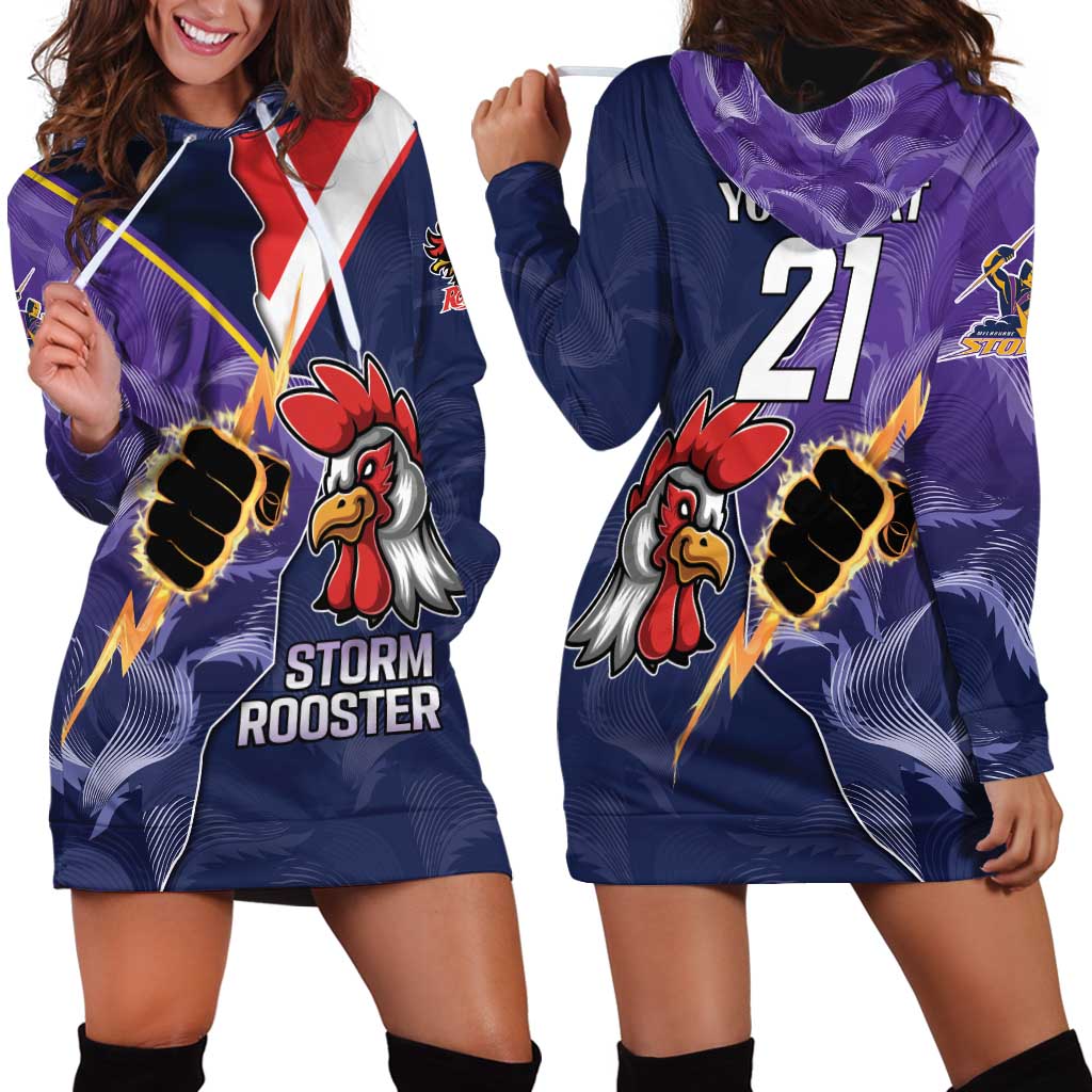 NRL Storm-Rooster Mascot Custom Hoodie Dress Cracked Metal Style