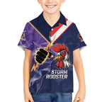 NRL Storm-Rooster Mascot Custom Kid Hawaiian Shirt Cracked Metal Style