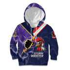 NRL Storm-Rooster Mascot Custom Kid Hoodie Cracked Metal Style