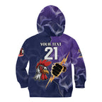 NRL Storm-Rooster Mascot Custom Kid Hoodie Cracked Metal Style