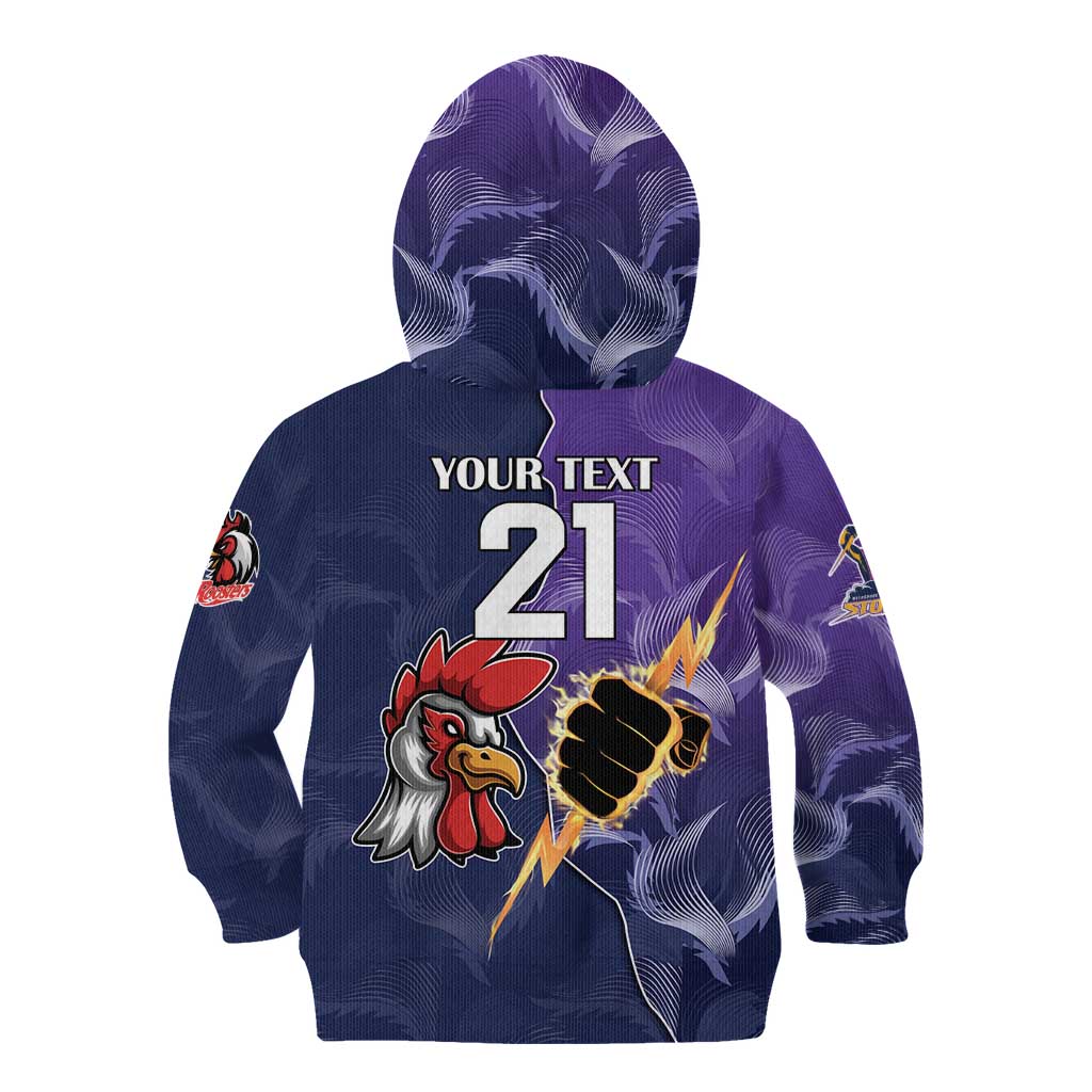 NRL Storm-Rooster Mascot Custom Kid Hoodie Cracked Metal Style