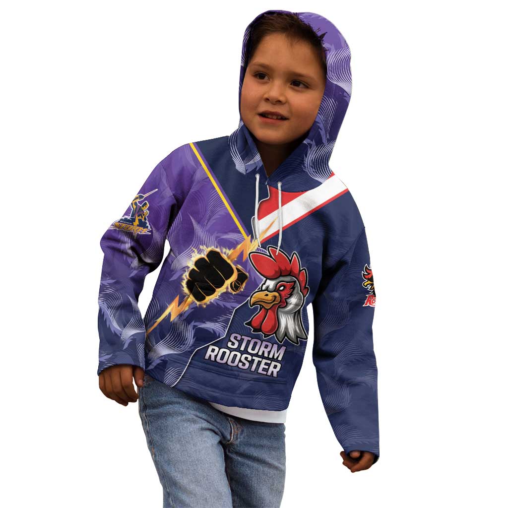 NRL Storm-Rooster Mascot Custom Kid Hoodie Cracked Metal Style