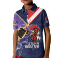 NRL Storm-Rooster Mascot Custom Kid Polo Shirt Cracked Metal Style
