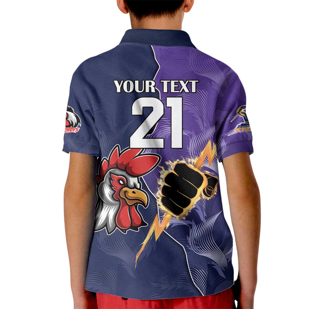 NRL Storm-Rooster Mascot Custom Kid Polo Shirt Cracked Metal Style