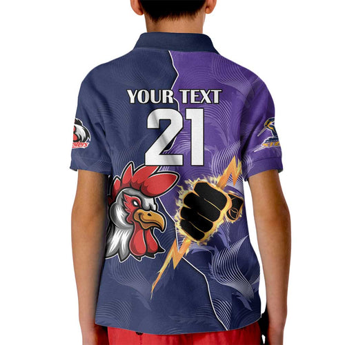 NRL Storm-Rooster Mascot Custom Kid Polo Shirt Cracked Metal Style