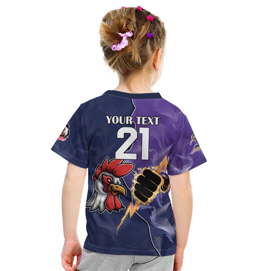 NRL Storm-Rooster Mascot Custom Kid T Shirt Cracked Metal Style