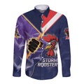 NRL Storm-Rooster Mascot Custom Long Sleeve Button Shirt Cracked Metal Style