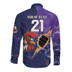 NRL Storm-Rooster Mascot Custom Long Sleeve Button Shirt Cracked Metal Style